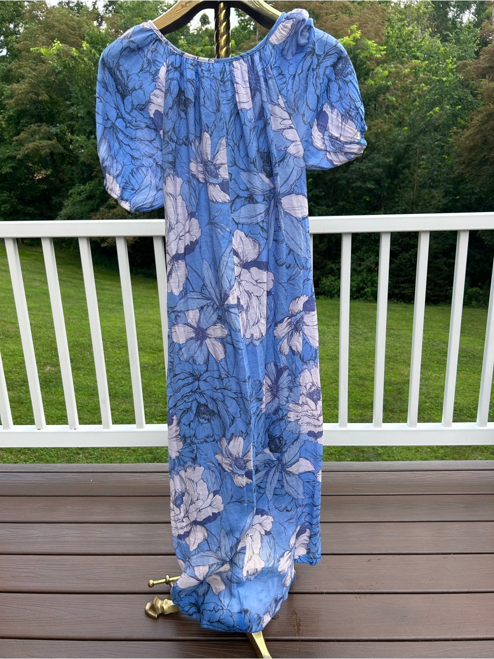 Mila Gabrielle Blue Floral Off-Shoulder Maxi Dress